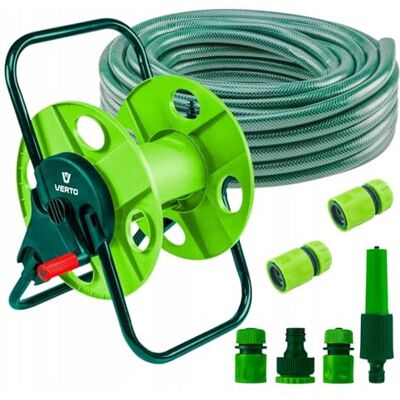 VERTO Schlauchtrommel + Tuyau d'arrosage 20m + Pulvérisateur d'eau + 3 x Connecteurs de tuyau + Bouchon d'eau + Connecteur de robinet Kit complet d'arrosage de jardin - Publicité VERTO Schlauchtrommel + Tuyau d'arrosage 20m + Pulvérisateur d'eau + 3 x Connecteurs de tuyau + Bouchon d'eau + Connecteur de robinet Kit complet d'arrosage de jardin - Publicité