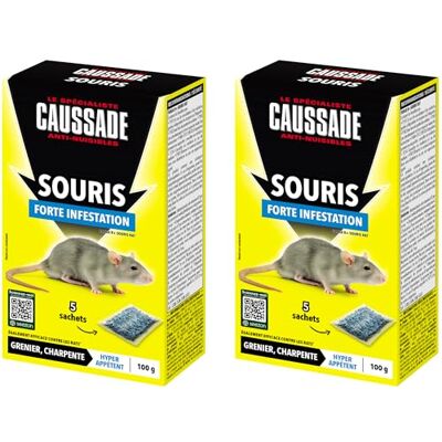 Caussade Anti-Souris Forte Infestation 10 Sachets Céréales 200g Lieux Secs Prêt à l'Emploi Une Ingestion Suffit Fabriqué en France CASAE4NX2 - Publicité Caussade Anti-Souris Forte Infestation 10 Sachets Céréales 200g Lieux Secs Prêt à l'Emploi Une Ingestion Suffit Fabriqué en France CASAE4NX2 - Publicité