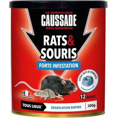 Caussade Anti-Rats & Souris 12 Blocs Pâtes Flocoumafen 300g Efficacité Radicale Tous lieux Prêt à l'Emploi Une Ingestion Suffit CARSPT300 - Publicité Caussade Anti-Rats & Souris 12 Blocs Pâtes Flocoumafen 300g Efficacité Radicale Tous lieux Prêt à l'Emploi Une Ingestion Suffit CARSPT300 - Publicité