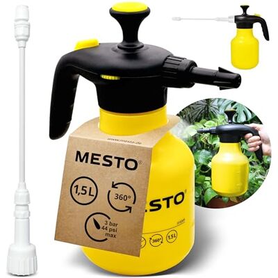 Mesto BUGSI 360° Pulvérisateur à Pression 1,5 L avec Tube de rallonge Pulvérisateur à Main pour Jardin et Plantes Pulverisateur de Jardin 360° avec buse réglable, Valve 2 en 1 et Joints NBR - Publicité Mesto BUGSI 360° Pulvérisateur à Pression 1,5 L avec Tube de rallonge Pulvérisateur à Main pour Jardin et Plantes Pulverisateur de Jardin 360° avec buse réglable, Valve 2 en 1 et Joints NBR - Publicité
