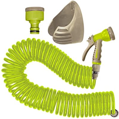 Jardibric Tuyau Arrosage Serpentin 15 m Kit Complet avec Pistolet, Support et Raccord Rapide - Publicité Jardibric Tuyau Arrosage Serpentin 15 m Kit Complet avec Pistolet, Support et Raccord Rapide - Publicité