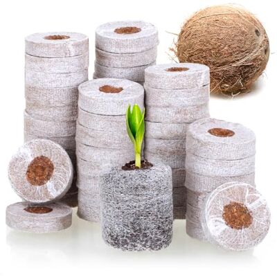 com-four ® 50x pastilles gonflantes de Noix de Coco, Support de Culture aide à la culture biodégradable en fibre de coco comprimés gonflants - Publicité com-four ® 50x pastilles gonflantes de Noix de Coco, Support de Culture aide à la culture biodégradable en fibre de coco comprimés gonflants - Publicité
