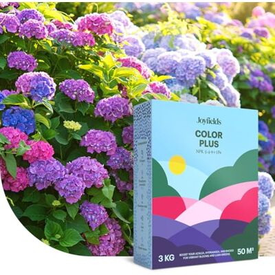 Joyfields Color Plus Engrais pour Rhododendrons, Hortensias et Azalées 3 kg pour 50 m² Nutrition longue durée jusqu’à 100 jours Floraison abondante et feuillage vert intense - Publicité Joyfields Color Plus Engrais pour Rhododendrons, Hortensias et Azalées 3 kg pour 50 m² Nutrition longue durée jusqu’à 100 jours Floraison abondante et feuillage vert intense - Publicité