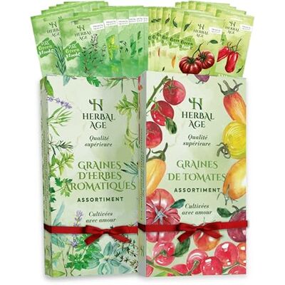 Herbal Age 26 Variétés de Plantes Jardin – Kit 9.200 Graines d'Herbes Aromatiques et d'Tomates: Persil, Cerise, Basilic – Idee Cadeau Pour Femme, Homme, Enfant – Jardinage Potager Interieur & Exterieur - Publicité Herbal Age 26 Variétés de Plantes Jardin – Kit 9.200 Graines d'Herbes Aromatiques et d'Tomates: Persil, Cerise, Basilic – Idee Cadeau Pour Femme, Homme, Enfant – Jardinage Potager Interieur & Exterieur - Publicité
