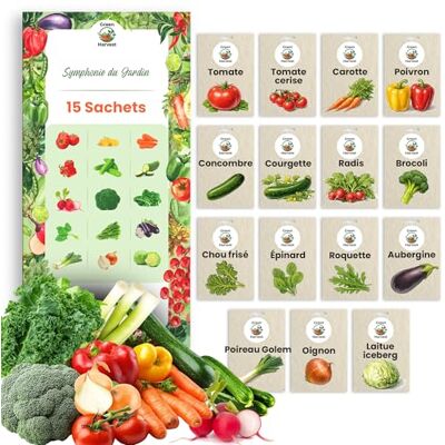 LW TORAF TORAF Kit de Graines de Légumes 15 Variétés – Graine Premium pour Jardin, Balcon et Potager – Tomate, Concombre, Carotte, Poivron, Concombre, Courgette, Radis – Kit de culture de plantes potagères - Publicité LW TORAF TORAF Kit de Graines de Légumes 15 Variétés – Graine Premium pour Jardin, Balcon et Potager – Tomate, Concombre, Carotte, Poivron, Concombre, Courgette, Radis – Kit de culture de plantes potagères - Publicité
