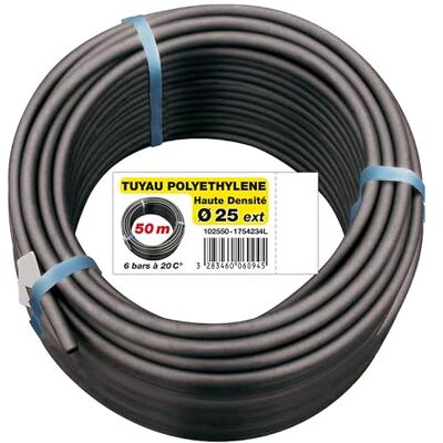 AQUA FLOW Jardibric Tuyau d’Arrosage Enterré PEHD Ø 25 mm Couronne 50 m Pression 6 Bars pour Réseau d’Irrigation - Publicité AQUA FLOW Jardibric Tuyau d’Arrosage Enterré PEHD Ø 25 mm Couronne 50 m Pression 6 Bars pour Réseau d’Irrigation - Publicité