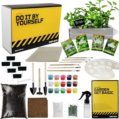 DIBYS Kit de Jardinage pour Enfant Kit Herbes Aromatiques avec Graines d'Herbes, Outils en Bois & Terre Idée Cadeau Créative Set de Plantation avec Semences (Thym, Basilic, Origan & Romarin) - Publicité DIBYS Kit de Jardinage pour Enfant Kit Herbes Aromatiques avec Graines d'Herbes, Outils en Bois & Terre Idée Cadeau Créative Set de Plantation avec Semences (Thym, Basilic, Origan & Romarin) - Publicité