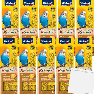 usy Vitakraft Lot de 10 paquets de 2 x 27 g pour perruches, crackers, œufs et graines d'herbe + bloc - Publicité usy Vitakraft Lot de 10 paquets de 2 x 27 g pour perruches, crackers, œufs et graines d'herbe + bloc - Publicité