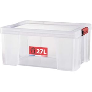 Sundis Clip’N Store, boîte de rangement 27L en plastique transparent, renforcée avec couvercle clipsable, aptes au contact alimentaire, parois droites, superposable et combinable - Publicité Sundis Clip’N Store, boîte de rangement 27L en plastique transparent, renforcée avec couvercle clipsable, aptes au contact alimentaire, parois droites, superposable et combinable - Publicité