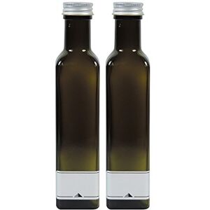 mikken Lot de 2 bouteilles d'huile en verre vert-marron à remplir soi-même 2 étiquettes incluses 250 ml - Publicité mikken Lot de 2 bouteilles d'huile en verre vert-marron à remplir soi-même 2 étiquettes incluses 250 ml - Publicité