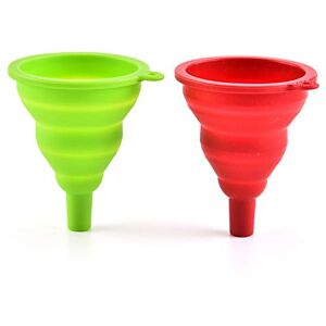 BSGP Lot de 2 entonnoirs pliables en silicone pour transfert de liquide et de poudre dans une bouteille, 100 % sans BPA - Publicité BSGP Lot de 2 entonnoirs pliables en silicone pour transfert de liquide et de poudre dans une bouteille, 100 % sans BPA - Publicité