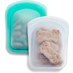 Stasher - Pocket Bag - Blanc - Turquoise - Sac en silicone - Publicité Stasher - Pocket Bag - Blanc - Turquoise - Sac en silicone - Publicité