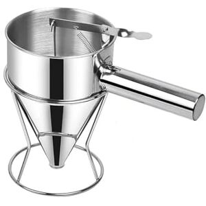 YWHWXB Distributeur de pâte à crêpes en acier inoxydable avec support, entonnoir distributeur de gâteau avec support, outil de cuisson pour cupcakes, gaufres, mélanges de muffins, crêpes, gâteaux - Publicité YWHWXB Distributeur de pâte à crêpes en acier inoxydable avec support, entonnoir distributeur de gâteau avec support, outil de cuisson pour cupcakes, gaufres, mélanges de muffins, crêpes, gâteaux - Publicité