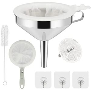 Yuepin Ensemble D'Entonnoir à Filtre de Cuisine, 14 cm en Acier Inoxydable avec Filtre Amovible de 200 Mailles pour Transférer Liquide, Huile, Café, Vin, Jus, Confiture - Publicité Yuepin Ensemble D'Entonnoir à Filtre de Cuisine, 14 cm en Acier Inoxydable avec Filtre Amovible de 200 Mailles pour Transférer Liquide, Huile, Café, Vin, Jus, Confiture - Publicité