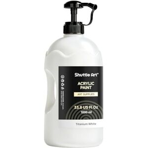 Shuttle Peinture Acrylique Blanche Titane, Flacon Pompe Grande Capacité 1000ml avec Couvercle, Séchage Rapide Non Toxique, Peinture Blanche Titane Haute Couvrance pour Enfants, Artistes, Etudiants - Publicité Shuttle Peinture Acrylique Blanche Titane, Flacon Pompe Grande Capacité 1000ml avec Couvercle, Séchage Rapide Non Toxique, Peinture Blanche Titane Haute Couvrance pour Enfants, Artistes, Etudiants - Publicité