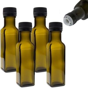 mikken Lot de 4 bouteilles d'huile 100 ml avec bec verseur Bouteilles en verre vert/brun Distributeur d'huile avec étiquettes incluses - Publicité mikken Lot de 4 bouteilles d'huile 100 ml avec bec verseur Bouteilles en verre vert/brun Distributeur d'huile avec étiquettes incluses - Publicité