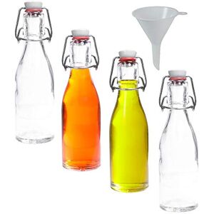 mikken Viva Haushaltswaren Lot de 4 Petites Bouteilles en Verre à Bouchon mécanique avec Entonnoir Ø 7 cm 200 ML - Publicité mikken Viva Haushaltswaren Lot de 4 Petites Bouteilles en Verre à Bouchon mécanique avec Entonnoir Ø 7 cm 200 ML - Publicité