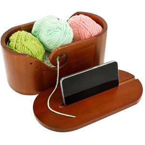 SUPPUIMNT Bol de fil en bois, support de bol avec trous, ovale, avec couvercle, pour fil à tricoter lisse, support de rangement avec double organisateur pour boucles, crochet, tricot - Publicité SUPPUIMNT Bol de fil en bois, support de bol avec trous, ovale, avec couvercle, pour fil à tricoter lisse, support de rangement avec double organisateur pour boucles, crochet, tricot - Publicité