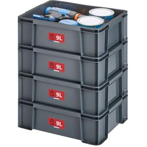 Sundis Master Box, lot de 4 bacs de rangement 9L en plastique recyclé, robustes et renforcés, parois droites, superposables et combinables, idéals pour l’atelier, le bricolage ou le transport - Publicité Sundis Master Box, lot de 4 bacs de rangement 9L en plastique recyclé, robustes et renforcés, parois droites, superposables et combinables, idéals pour l’atelier, le bricolage ou le transport - Publicité