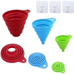 EUGENEKELLY Lot de 3 entonnoirs Entonnoir en silicone pliable pour cuisine Entonnoir portable Entonnoir pliable pour transfert de liquide dans la cuisine (petit/moyen/grand) avec 3 crochets - Publicité EUGENEKELLY Lot de 3 entonnoirs Entonnoir en silicone pliable pour cuisine Entonnoir portable Entonnoir pliable pour transfert de liquide dans la cuisine (petit/moyen/grand) avec 3 crochets - Publicité