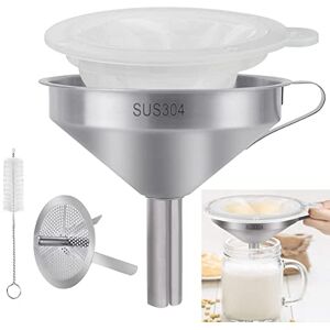 BUENTYA Ensemble de 5 Pièces de Entonnoir cuisine en Acier Inoxydable Entonnoir avec 300 Filtres en Mesh et Filtre Métallique et Brosse Filtre à Alimentaire pour Filtre Huile Accessoire Rhum Arrangé - Publicité BUENTYA Ensemble de 5 Pièces de Entonnoir cuisine en Acier Inoxydable Entonnoir avec 300 Filtres en Mesh et Filtre Métallique et Brosse Filtre à Alimentaire pour Filtre Huile Accessoire Rhum Arrangé - Publicité