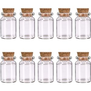 Udewo Lot de 10 petites bouteilles en verre avec couvercles en liège, mini bouteilles en verre avec bouchons vides, petits flacons de message, décoration, fête de mariage - Publicité Udewo Lot de 10 petites bouteilles en verre avec couvercles en liège, mini bouteilles en verre avec bouchons vides, petits flacons de message, décoration, fête de mariage - Publicité