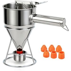 eGenuss Entonnoir à piston inox 1200 ml – Distributeur de pâte précis avec poignée amovible, graduations, 7 buses silicone & support – Pour crêpes, gâteaux & pâtisserie - Publicité eGenuss Entonnoir à piston inox 1200 ml – Distributeur de pâte précis avec poignée amovible, graduations, 7 buses silicone & support – Pour crêpes, gâteaux & pâtisserie - Publicité