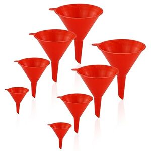 SARAHLOUISEJENKINSLTD Lot de 8 entonnoirs en plastique à col large pour cuisine, bouteilles, cuisine, laboratoire (rouge) - Publicité SARAHLOUISEJENKINSLTD Lot de 8 entonnoirs en plastique à col large pour cuisine, bouteilles, cuisine, laboratoire (rouge) - Publicité