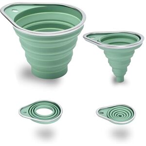 HZHSSG Lot de 2 Entonnoirs de Cuisine en Silicone, Entonnoir Confiture Pliables avec Bord en acier Inoxydable, Comprend un Grand et un Petit pour Remplir des Bouteilles, des Conserves, des Liquides - Publicité HZHSSG Lot de 2 Entonnoirs de Cuisine en Silicone, Entonnoir Confiture Pliables avec Bord en acier Inoxydable, Comprend un Grand et un Petit pour Remplir des Bouteilles, des Conserves, des Liquides - Publicité