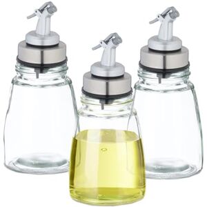 Relaxdays Bouteille à Huile, 3 pièces, Flacon hermétique, doseur Anti-Goutte, en Verre Rechargeable, Transparente - Publicité Relaxdays Bouteille à Huile, 3 pièces, Flacon hermétique, doseur Anti-Goutte, en Verre Rechargeable, Transparente - Publicité