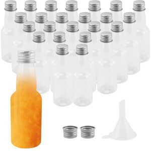 AMANDELIZABE Lot de 25 mini bouteilles de liqueur de 50 ml En plastique Avec couvercle argenté et entonnoir de rangement - Publicité AMANDELIZABE Lot de 25 mini bouteilles de liqueur de 50 ml En plastique Avec couvercle argenté et entonnoir de rangement - Publicité