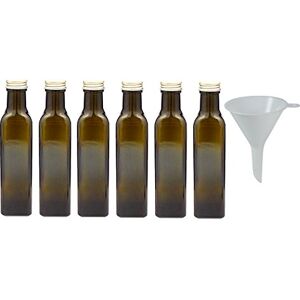 mikken Viva Haushaltswaren 6 Bouteilles en Verre Marron de 250 ML avec Bouchon doré, Bouteilles vides utilisables comme récipients de Conservation et Bouteilles de vinaigre (avec Entonnoir de 7 cm de - Publicité mikken Viva Haushaltswaren 6 Bouteilles en Verre Marron de 250 ML avec Bouchon doré, Bouteilles vides utilisables comme récipients de Conservation et Bouteilles de vinaigre (avec Entonnoir de 7 cm de - Publicité