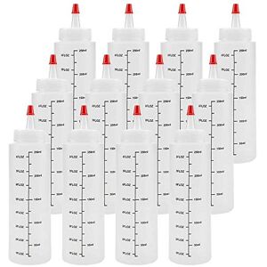 Doumneou Lot de 12 bouteilles à condiments à presser avec bouchon rouge – Plastique pour ketchup, sauces, sirop - Publicité Doumneou Lot de 12 bouteilles à condiments à presser avec bouchon rouge – Plastique pour ketchup, sauces, sirop - Publicité
