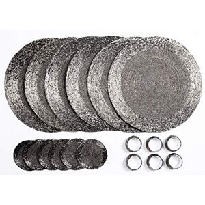 Penguin Home Ensemble de sous-Verres, Ronds de Serviette et Sets Table Ronds Perles Verre 18 Pièces, Argent Antique - Publicité Penguin Home Ensemble de sous-Verres, Ronds de Serviette et Sets Table Ronds Perles Verre 18 Pièces, Argent Antique - Publicité
