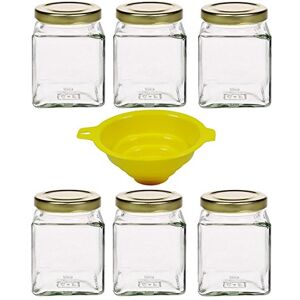 mikken 6 x 210 ml Pots à Confiture en Verre avec Couvercles à Visser (couleur or) 210 ml + Entonnoir, Lot de 6 Pots - Publicité mikken 6 x 210 ml Pots à Confiture en Verre avec Couvercles à Visser (couleur or) 210 ml + Entonnoir, Lot de 6 Pots - Publicité