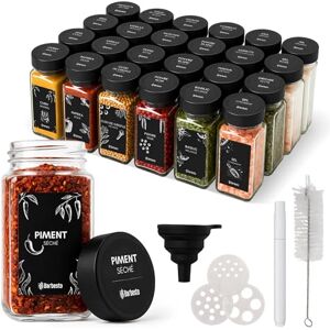 CLP Lot de 24 Pots a epices carres 120 ML, Petits saupoudreurs avec Inserts doseurs et etiquettes, avec Entonnoir et Brosse de Nettoyage, Couleur:Noir, Matériel:Plastique - Publicité CLP Lot de 24 Pots a epices carres 120 ML, Petits saupoudreurs avec Inserts doseurs et etiquettes, avec Entonnoir et Brosse de Nettoyage, Couleur:Noir, Matériel:Plastique - Publicité