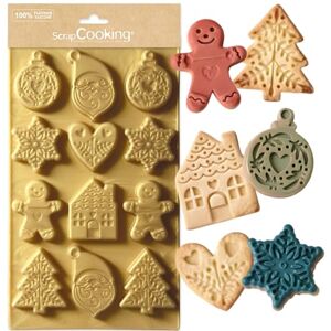 ScrapCooking Moule Silicone Biscuits de Noël 12 Formes pour Petits Gâteaux, Chocolats, Shortbreads, Sablés Ustensile Souple Pâtisserie Apte Four & Congélateur Doré 2987 - Publicité ScrapCooking Moule Silicone Biscuits de Noël 12 Formes pour Petits Gâteaux, Chocolats, Shortbreads, Sablés Ustensile Souple Pâtisserie Apte Four & Congélateur Doré 2987 - Publicité
