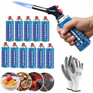 HYTAMA TOOLS KEMPER Chalumeau à gaz Multi-usages Soudure Brasage Cuisine + 12 Cartouche de gaz butane 227gr + gants gratuits - Publicité HYTAMA TOOLS KEMPER Chalumeau à gaz Multi-usages Soudure Brasage Cuisine + 12 Cartouche de gaz butane 227gr + gants gratuits - Publicité