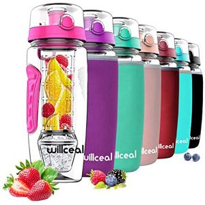 willceal Bouteille d'eau pour infuseur de fruits 32 oz durable avec boule de gel amovible, grande Tritan sans BPA, couvercle à rabat, protection anti-fuites Sports, Camping (Rose) - Publicité willceal Bouteille d'eau pour infuseur de fruits 32 oz durable avec boule de gel amovible, grande Tritan sans BPA, couvercle à rabat, protection anti-fuites Sports, Camping (Rose) - Publicité