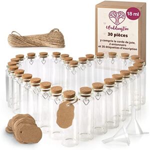 WeddingTree 30 x Bouteille 30 x 18ml Tube a Essai Verre pour Les Mariages Petite Fiole Contenant Dragées Set avec Liège et Pendentif en Forme de Coeur - Publicité WeddingTree 30 x Bouteille 30 x 18ml Tube a Essai Verre pour Les Mariages Petite Fiole Contenant Dragées Set avec Liège et Pendentif en Forme de Coeur - Publicité