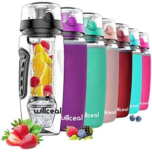 willceal Bouteille d'eau pour infuseur de fruits 32 oz durable avec boule de gel amovible, grande Tritan sans BPA, couvercle à rabat, protection anti-fuites Sports, Camping (Noir) - Publicité willceal Bouteille d'eau pour infuseur de fruits 32 oz durable avec boule de gel amovible, grande Tritan sans BPA, couvercle à rabat, protection anti-fuites Sports, Camping (Noir) - Publicité
