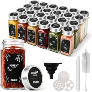 CLP Lot de 24 Pots a epices carres 120 ML, Petits saupoudreurs avec Inserts doseurs et etiquettes, avec Entonnoir et Brosse de Nettoyage, Couleur:Argent, Matériel:Acier Inoxydable - Publicité CLP Lot de 24 Pots a epices carres 120 ML, Petits saupoudreurs avec Inserts doseurs et etiquettes, avec Entonnoir et Brosse de Nettoyage, Couleur:Argent, Matériel:Acier Inoxydable - Publicité