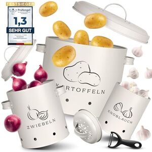 TWOBERRY Lot de 3 boîtes de rangement pour pommes de terre avec éplucheur Longue durée de vie grâce à la circulation de l'air à 360 ° Idéal pour ranger les oignons, les pommes de terre et l'ail - Publicité TWOBERRY Lot de 3 boîtes de rangement pour pommes de terre avec éplucheur Longue durée de vie grâce à la circulation de l'air à 360 ° Idéal pour ranger les oignons, les pommes de terre et l'ail - Publicité