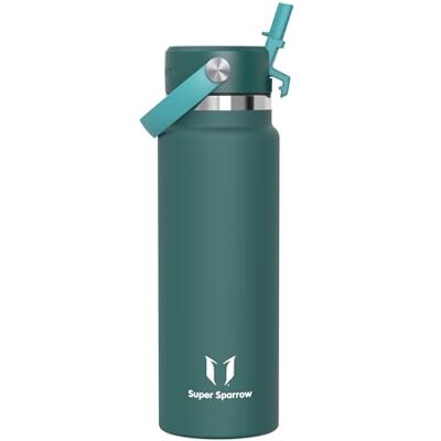 Super Sparrow Sparrow Gourde Isotherme 1L Inox Gourdes avec Paille Bouteille Isotherme - Publicité Super Sparrow Sparrow Gourde Isotherme 1L Inox Gourdes avec Paille Bouteille Isotherme - Publicité