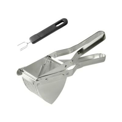 Fackelmann Presse-purée avec fourchette à pommes de terre Duo presse purée et fourchette 3 dents, Acier étamé inox et plastique, 29 x 10 x 8,5 cm, Compatible lave vaisselle - Publicité Fackelmann Presse-purée avec fourchette à pommes de terre Duo presse purée et fourchette 3 dents, Acier étamé inox et plastique, 29 x 10 x 8,5 cm, Compatible lave vaisselle - Publicité