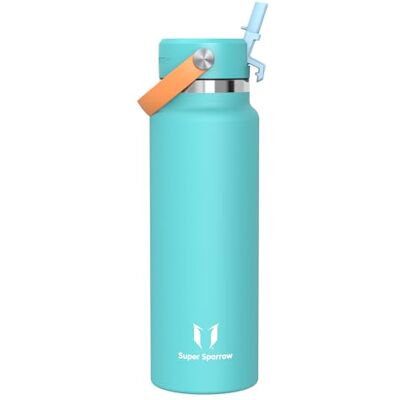 Super Sparrow Sparrow Gourde Isotherme 1.2L- Inox Gourdes avec Paille Bouteille Isotherme - Publicité Super Sparrow Sparrow Gourde Isotherme 1.2L- Inox Gourdes avec Paille Bouteille Isotherme - Publicité