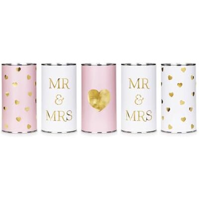 PartyDeco Lot de 5 boîtes de mariage pour voiture 14 x 7 cm Mr & Mrs Décoration de voiture de mariage Décoration de voiture et de mariage Blanc et rose - Publicité PartyDeco Lot de 5 boîtes de mariage pour voiture 14 x 7 cm Mr & Mrs Décoration de voiture de mariage Décoration de voiture et de mariage Blanc et rose - Publicité