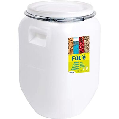 EDA Fût Multi-Usages 50 L pour Conservation Alimentaire 100% Étanche et Hermétique Cerclage Métallique Sécurisé Blanc Opaque, Naturel - Publicité EDA Fût Multi-Usages 50 L pour Conservation Alimentaire 100% Étanche et Hermétique Cerclage Métallique Sécurisé Blanc Opaque, Naturel - Publicité