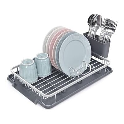 Amig Égouttoir Ezzik 41,7 x 28,7 x 6 cm Aluminium et Plastique Couleur Gris Égouttoir avec Plateau d'Égouttage et Support pour Couverts Capacité pour 8 Assiettes, Verres et Couverts - Publicité Amig Égouttoir Ezzik 41,7 x 28,7 x 6 cm Aluminium et Plastique Couleur Gris Égouttoir avec Plateau d'Égouttage et Support pour Couverts Capacité pour 8 Assiettes, Verres et Couverts - Publicité