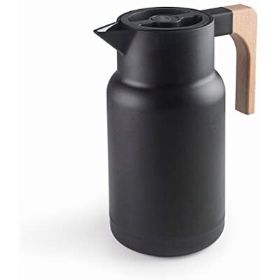 LACOR 62598 Thermo Jug WOOD BLACK, Thermos pour liquides, Garde froid et chaleur, Polypropylène, Double paroi avec couche de verre à l’intérieur, Bouchon isolant, Contenance: 1 L, Noir - Publicité LACOR 62598 Thermo Jug WOOD BLACK, Thermos pour liquides, Garde froid et chaleur, Polypropylène, Double paroi avec couche de verre à l’intérieur, Bouchon isolant, Contenance: 1 L, Noir - Publicité